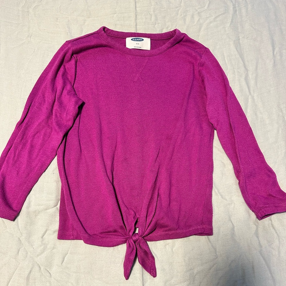 Girls Bundle - Magenta Tie-Front Knit Top and Skinny Jeans